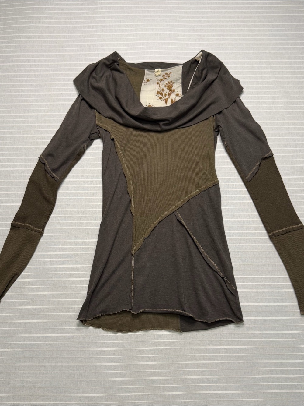 TINY Boho Patchwork Cowl Neck Tunic – Petite 🍂🤎